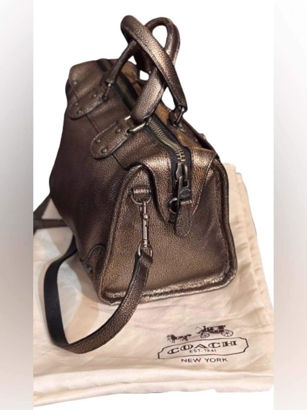Coach 33684 Rhyder 24 Metallic Satchel (Bronze) -EUC - Picture 8 of 16